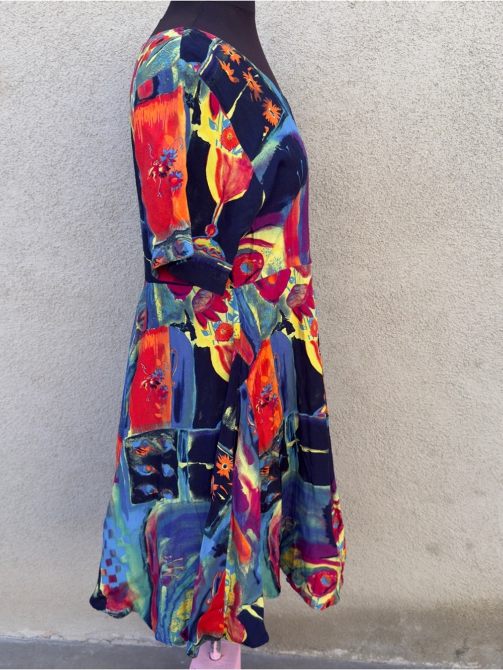 Vibrant Abstract Print Women's Pull-over Dress - made in Hawaii - Picture 4 of 5
